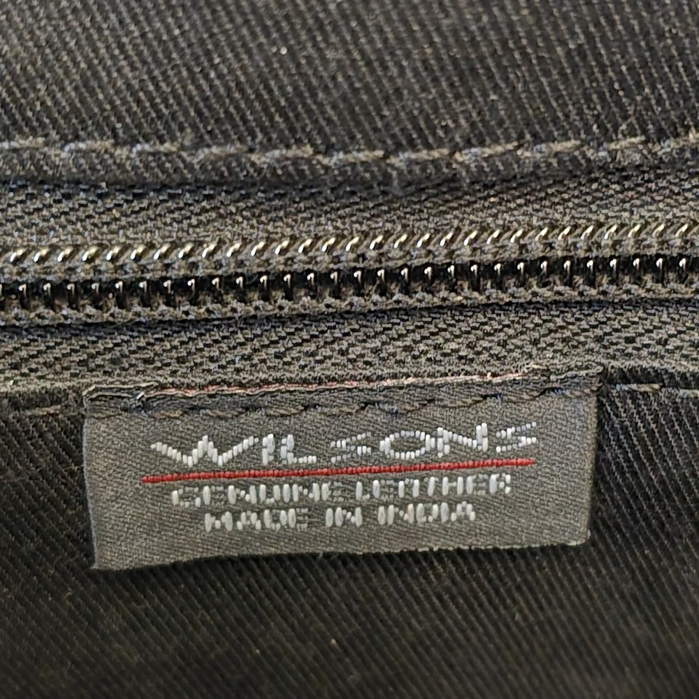 Wilsons Leather Vintage Black Laptop Expandable Briefcase with Shoulder Strap
